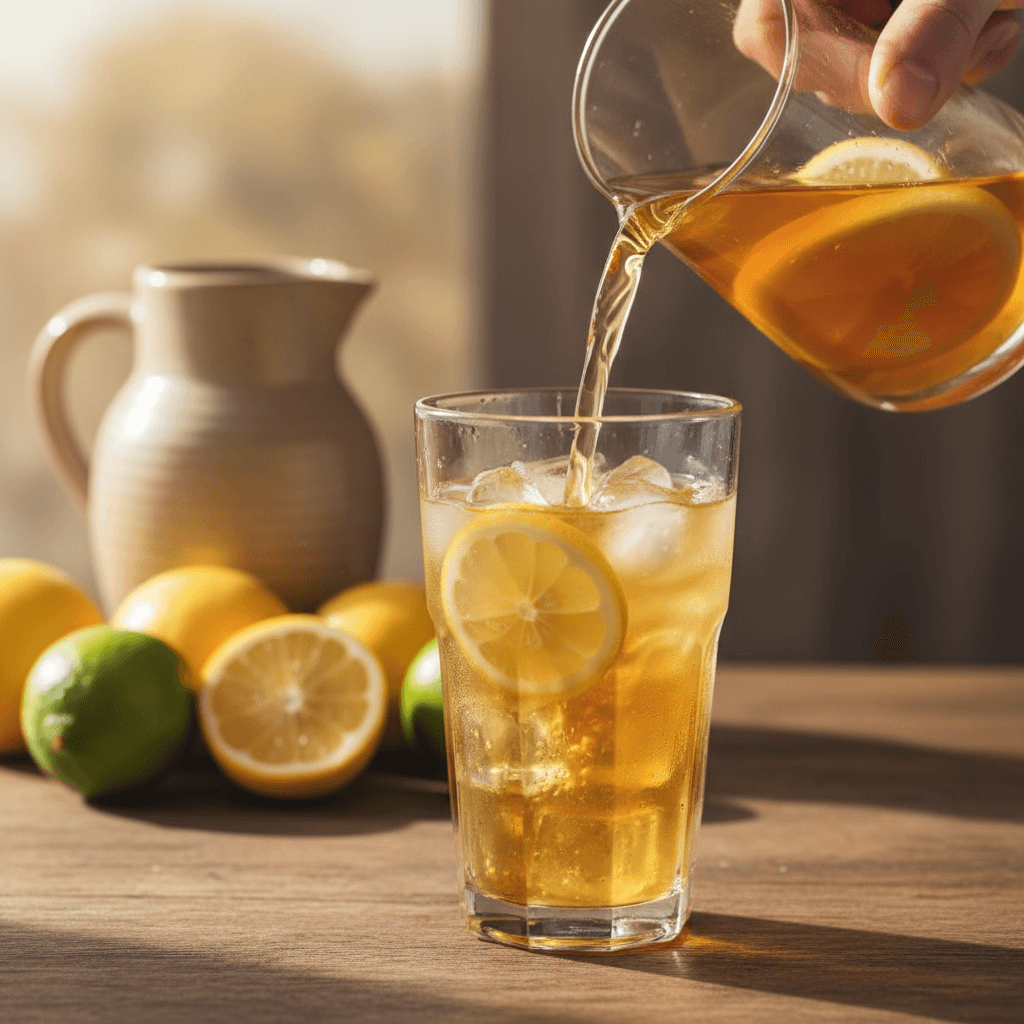 Overhead spread of specialty drinks and light refreshments